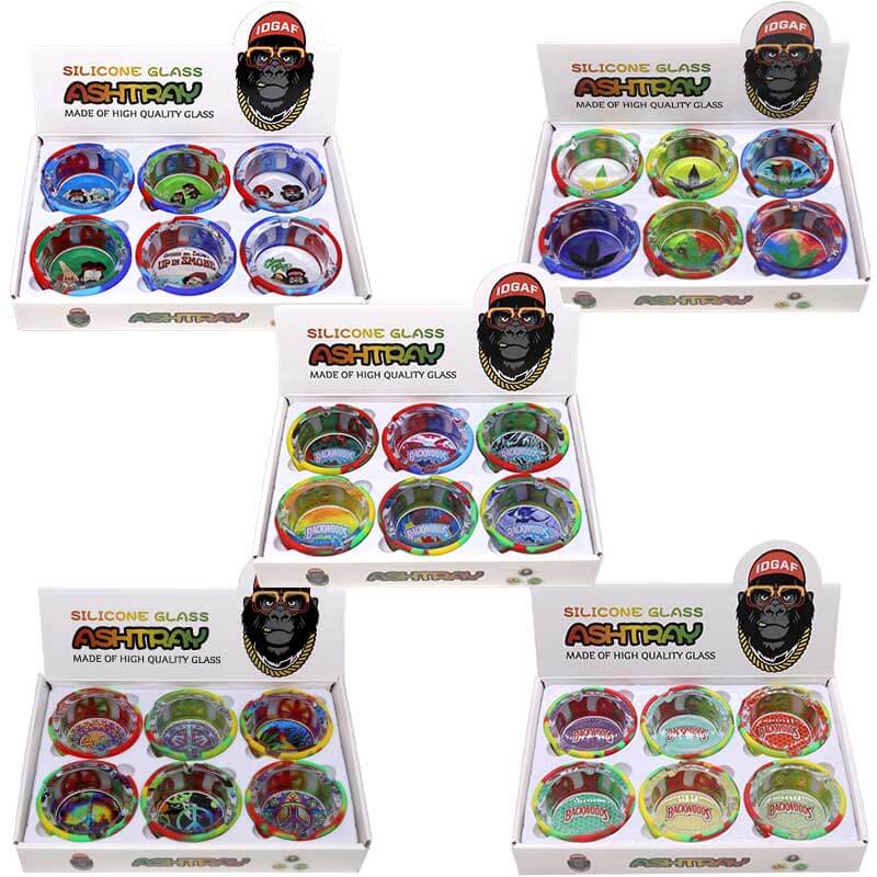IDGAF Silicone Glass Ashtray (ASH11) | 6 Count Display | Assorted Designs product image